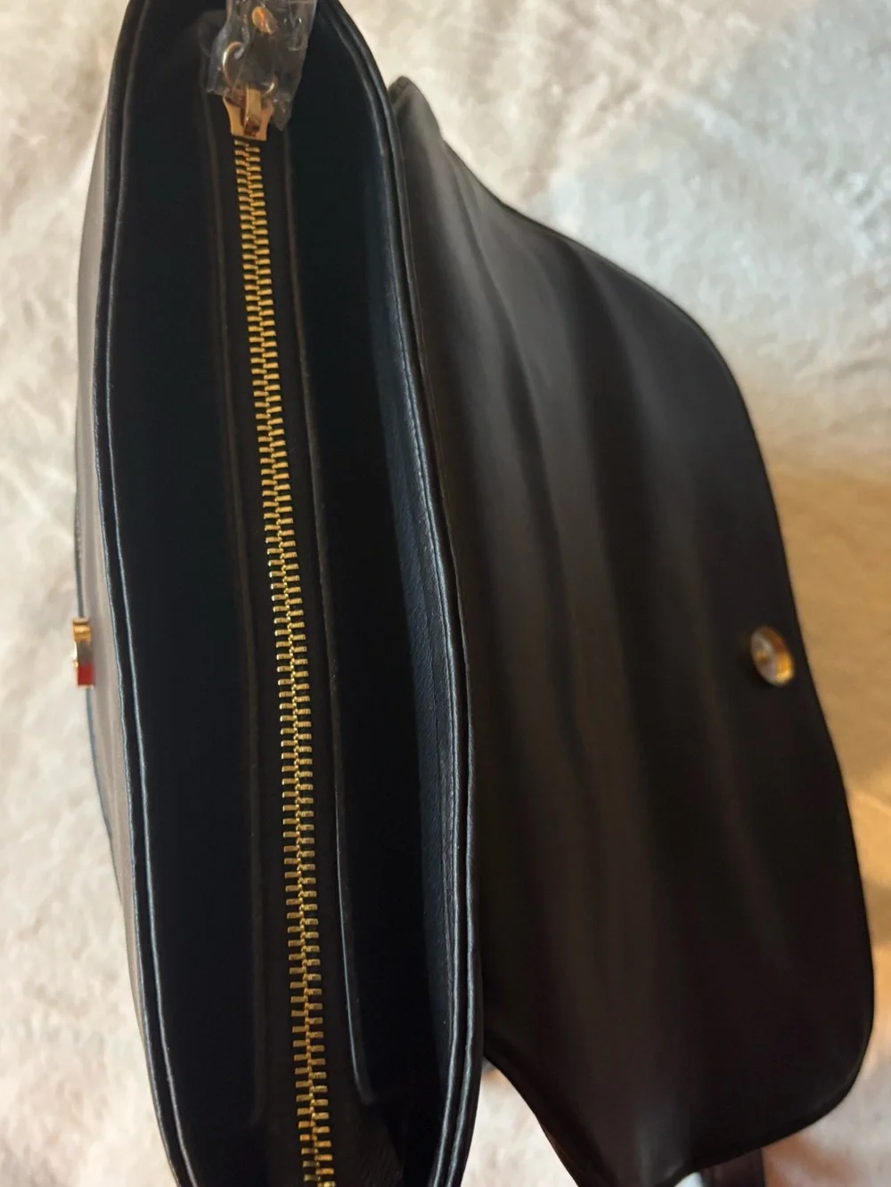 bebe Black Faux Leather Backpack with Gold Handle & Plaque